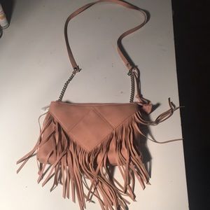Small fringe mauve pink purse